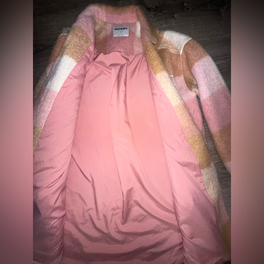 Old Navy Pink and Tan Plaid Jacket - Picture 6 of 8